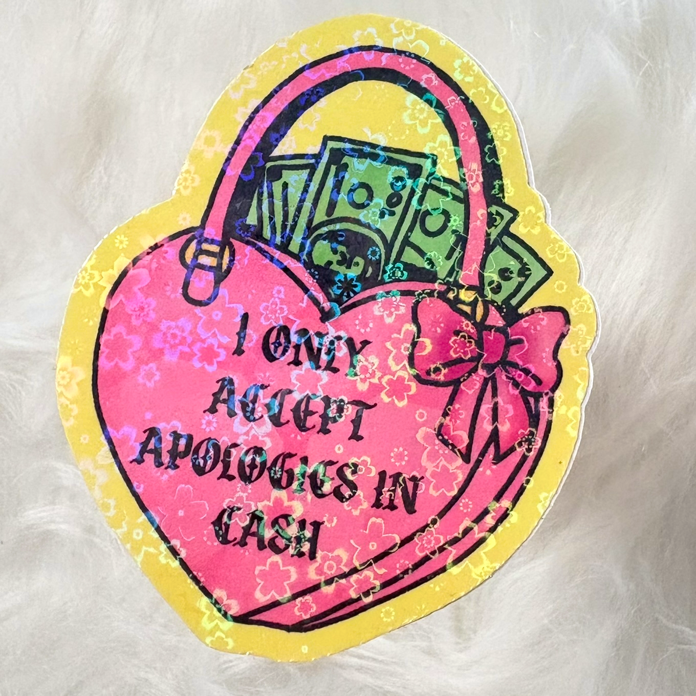 ACCEPT APOLOGIES IN CASH Sticker