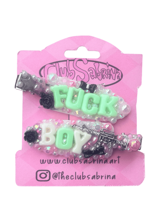 𝑭𝒖𝒄𝒌 𝑩𝒐𝒚 Hair Clips - Club Sabrina